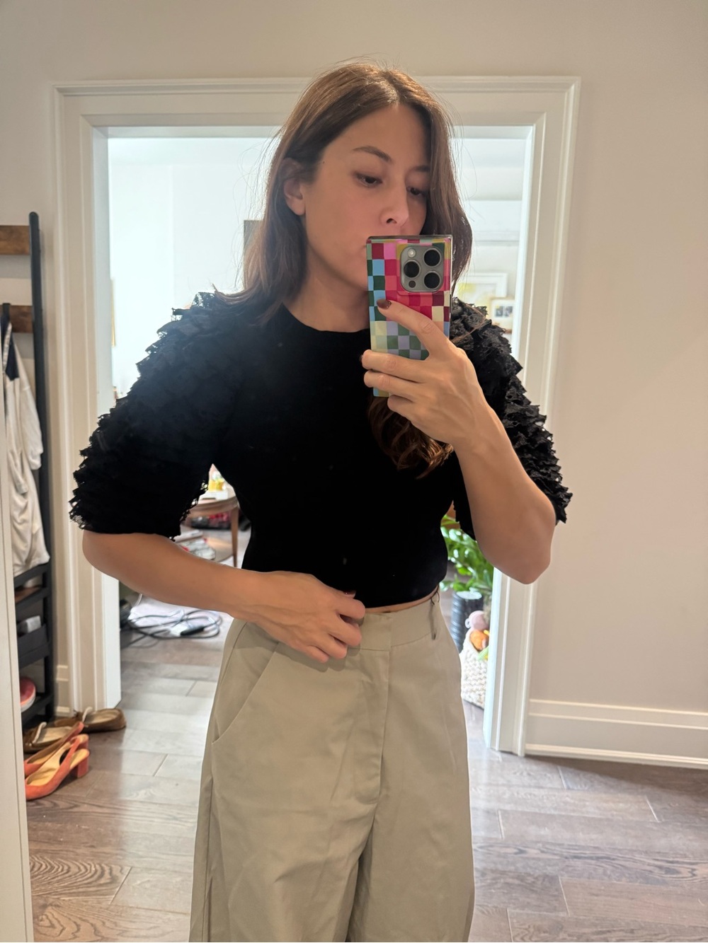 Zara Black Puff-Sleeve Women's Top
